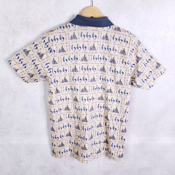 Vtg Dunhill Seashell Print Polo Shirt Sz Medium - Picture 3 of 9
